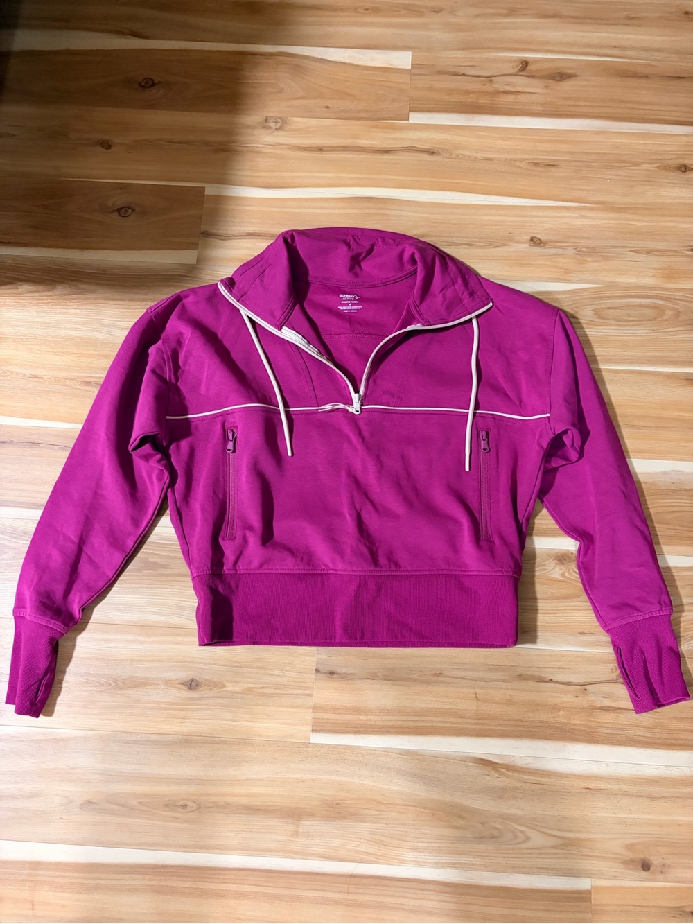 Old Navy Magenta Half-Zip Hoodie with Contrast Drawcords